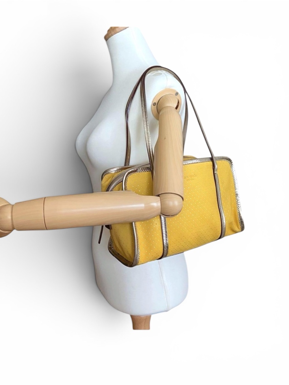 kate spade Yellow Perforated Tote with Metallic Trim - Picture 3 of 17